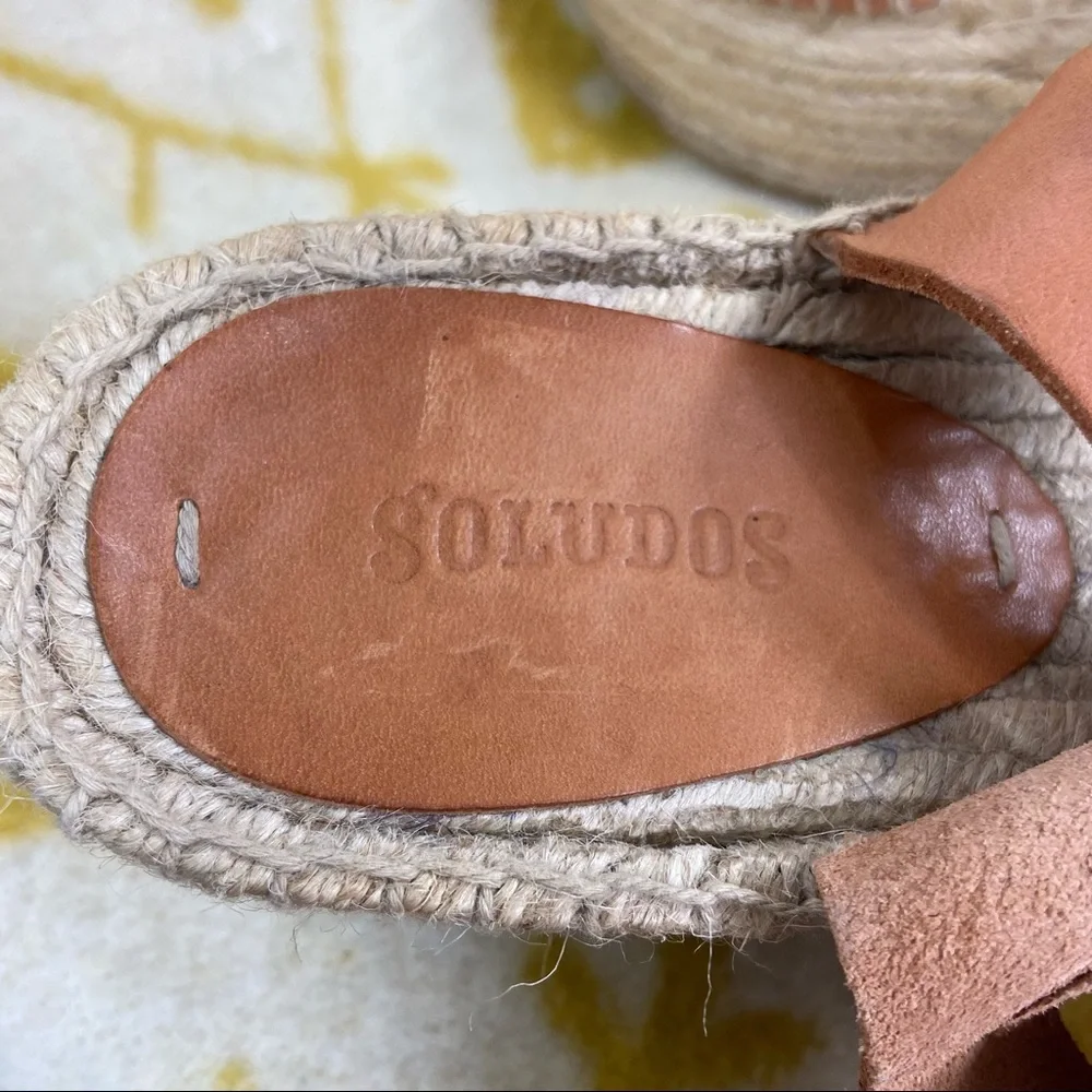 Soludos Minorca Leather Espadrille Platform Sandals size 8